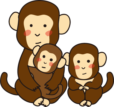 お猿の親子 のイラスト素材 かな絵箱
